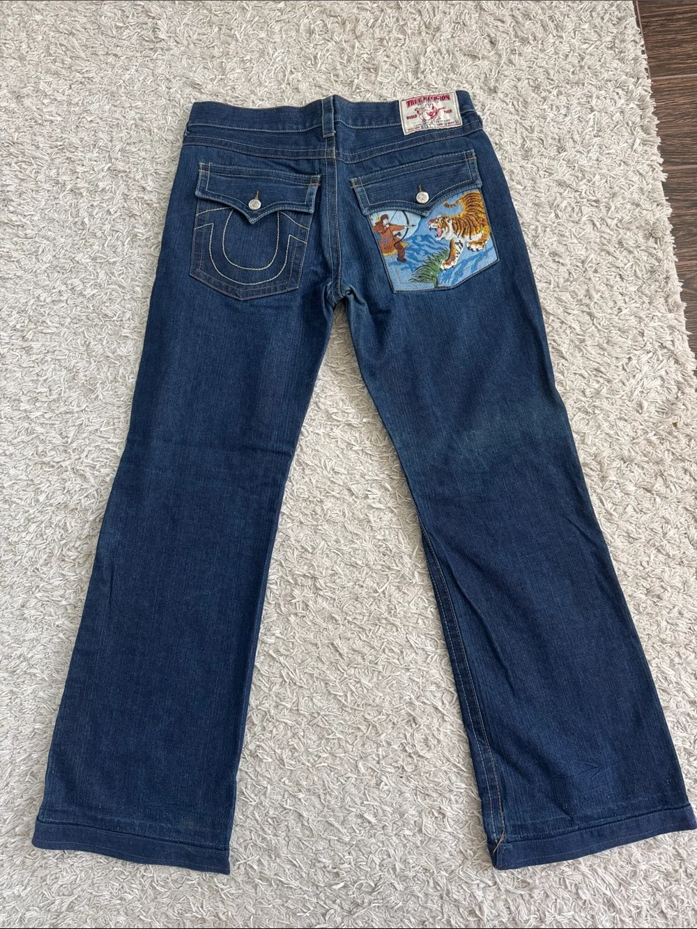 True Religion Dark Blue Embroidered Back-Pocket Jeans
